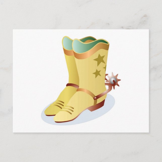 White Cowboy Boots mit Riding Spurs Postkarte (Vorderseite)