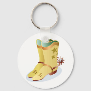 White Cowboy Boots with Riding Spurs Schlüsselanhänger