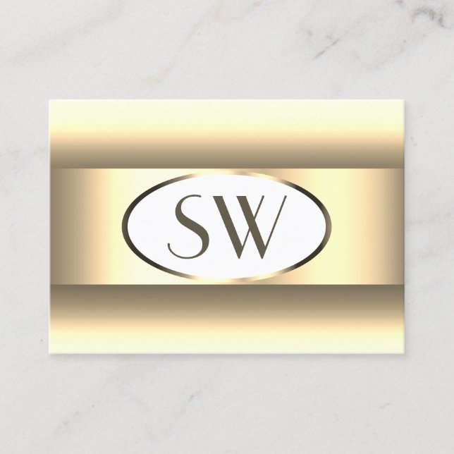 White Cream Ombre Monogram Light Gold Decororder Visitenkarte (Vorderseite)