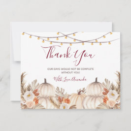White Cream Pumpkin Floral Bridal & Baby Dusche Dankeskarte