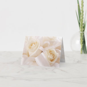 White cream roses Wedding Karte