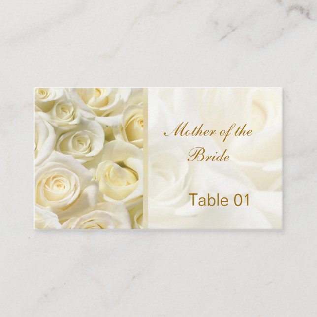White-Creme-Rose Tischkarten Platzkarten Visitenka (Vorderseite)