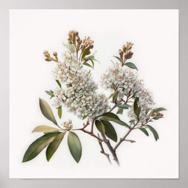 White Crepe Myrtle Blume Art Print Poster (Vorne)