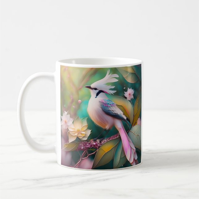 White Creush Blush Schwanz Jay Fantasy Bird Kaffeetasse (Links)