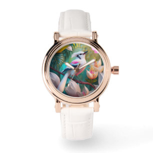 White Creush Chested Fantasy Bird Armbanduhr