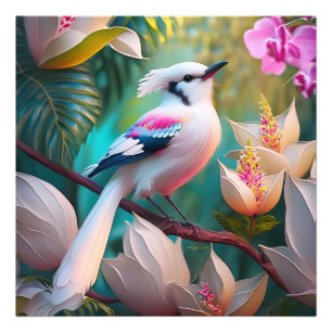 White Creush Chested Fantasy Bird Fotodruck
