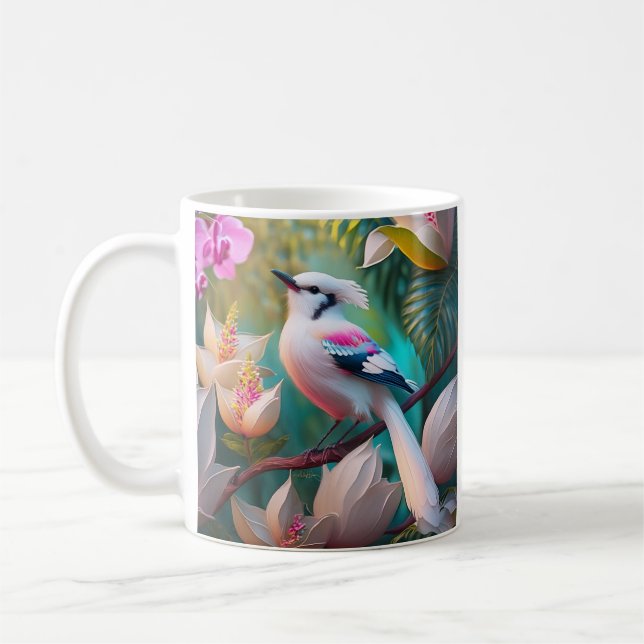 White Creush Chested Fantasy Bird Kaffeetasse (Links)