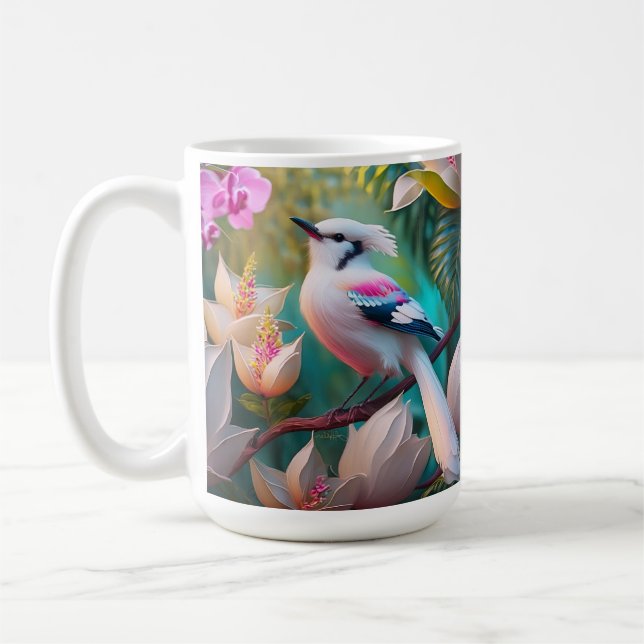 White Creush Chested Fantasy Bird Kaffeetasse (Links)