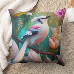 White Creush Chested Fantasy Bird Kissen