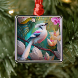 White Creush Chested Fantasy Bird Ornament Aus Metall