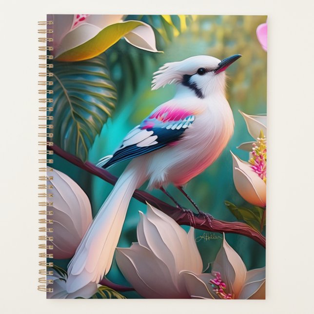 White Creush Chested Fantasy Bird Planer (Vorderseite)