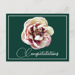 White Crimson Peony Green Hintergrund Glückwünsche Postkarte