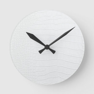 White Crocodile Skin Print Runde Wanduhr