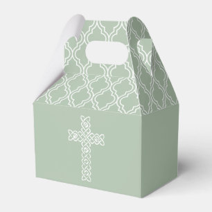 White Cross on Sage First Communityfavorit Box Geschenkschachtel