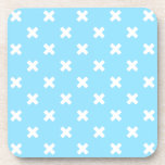 White cross stitches on baby blue getränkeuntersetzer<br><div class="desc">White cross stitches on baby blue</div>