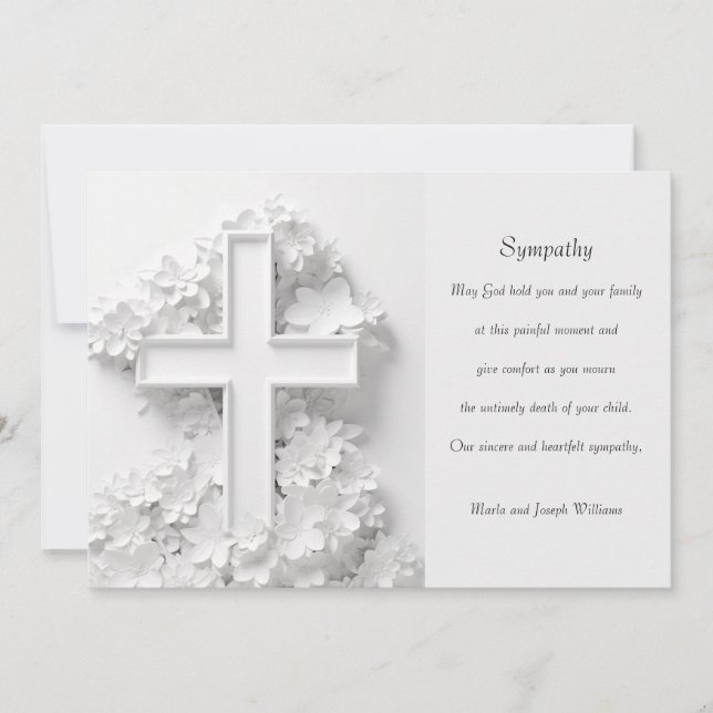 White Cross Sympathy Card Einladung (Vorderseite)