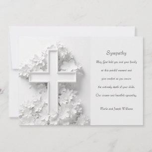 White Cross Sympathy Card Einladung