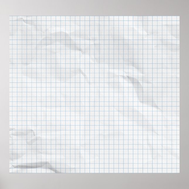 White Crumpled Paper Blue Lines Poster (Vorne)