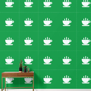 White Cup of Java Green Kitchen Tapete