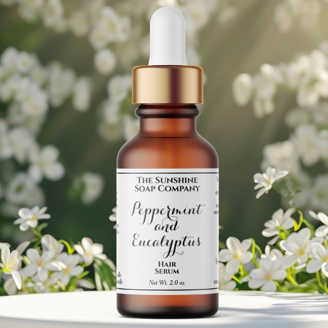 White curly text cosmetics dropper bottle label  adressaufkleber (Von Creator hochgeladen)