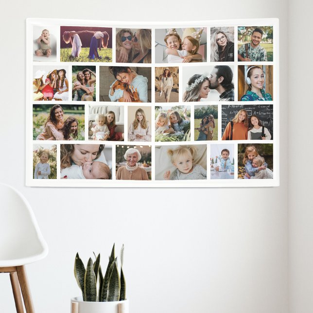 White Custom 24 Foto Collage Party Banner (Von Creator hochgeladen)