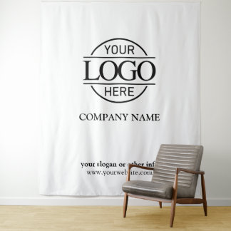 White Custom Business Logo Trade Show Backdrop Wandteppich