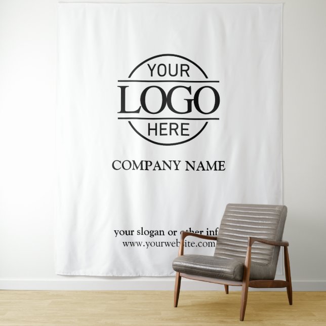 White Custom Business Logo Trade Show Backdrop Wandteppich (Beispiel)