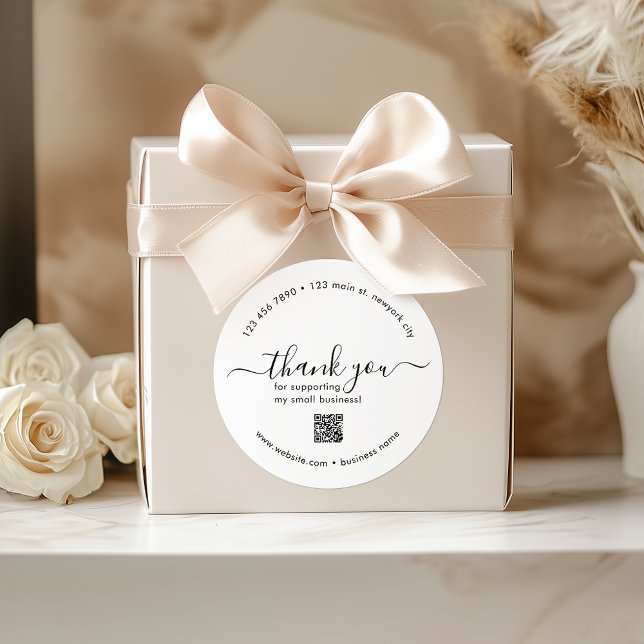 White Custom Danke Stickers mit QR Code (White Custom Thank You Stickers With QR Code)