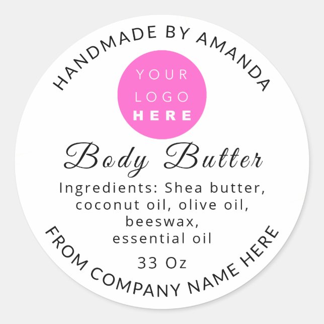 White Custom Logo Name Body Butter Kosmetik Gold Runder Aufkleber (Vorderseite)