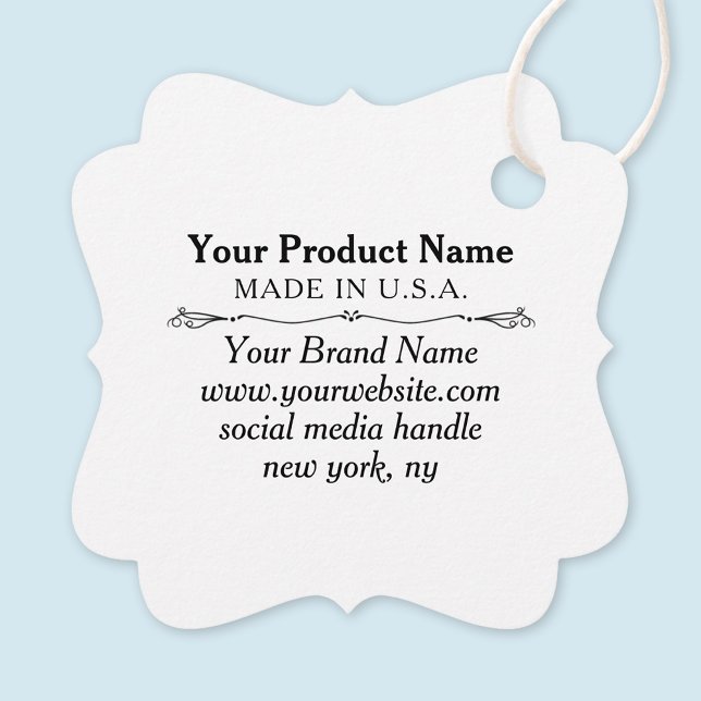 White Custom Retail Marken mit String Bracket Geschenkanhänger (MISOOK White Bracket Shape Brand Tag with Logo)