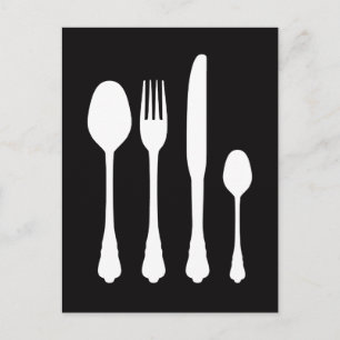 White Cutlery am Black Café Patisserie Restaurant Postkarte