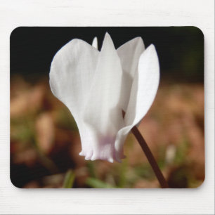 White Cyclamen Mouse Mat Mousepad