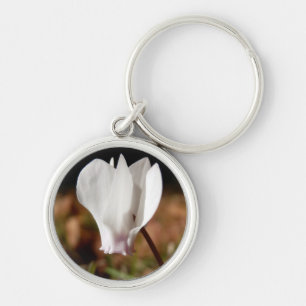 White Cyclamen Schlüsselring Schlüsselanhänger