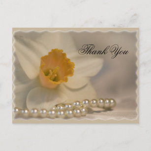 White Daffodil and Pearls Vielen Dank Postkarte