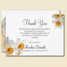 White Daffodil Beerdigung Dankeschön Karte