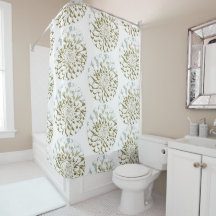 White Dahlia Flower Shower Curtain
