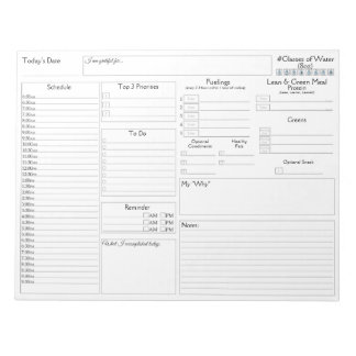 White Daily Planner | 5 und 1 Lebensmitteljournal Notizblock