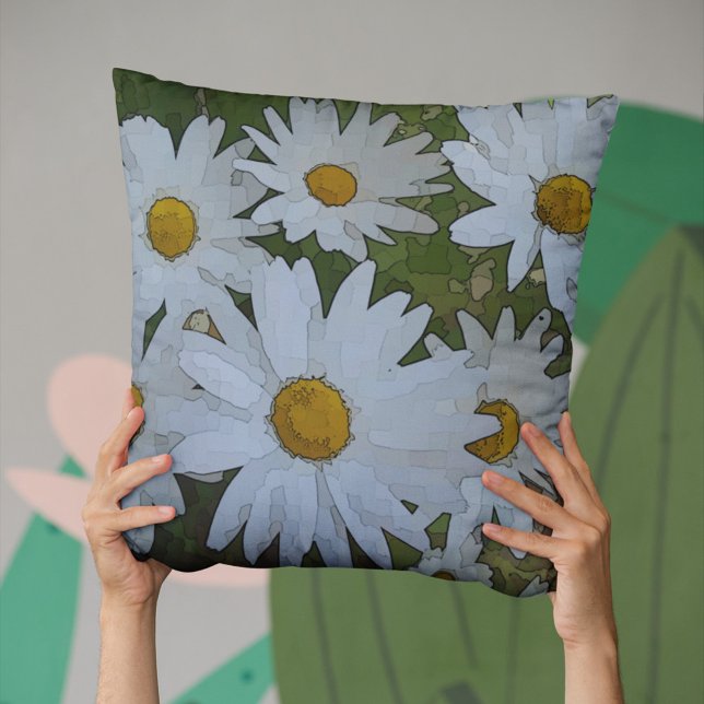 White Daisies Abstrakt Kissen (Von Creator hochgeladen)
