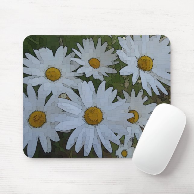 White Daisies Abstrakt Mousepad (Mit Mouse)