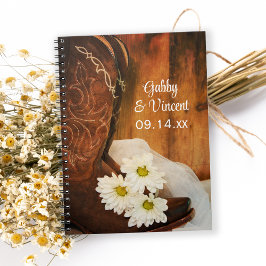 White Daisies and Cowboy Boots Western Wedding Notizblock