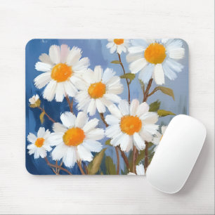 White Daisies Aquarell Blume gestrichen Mousepad