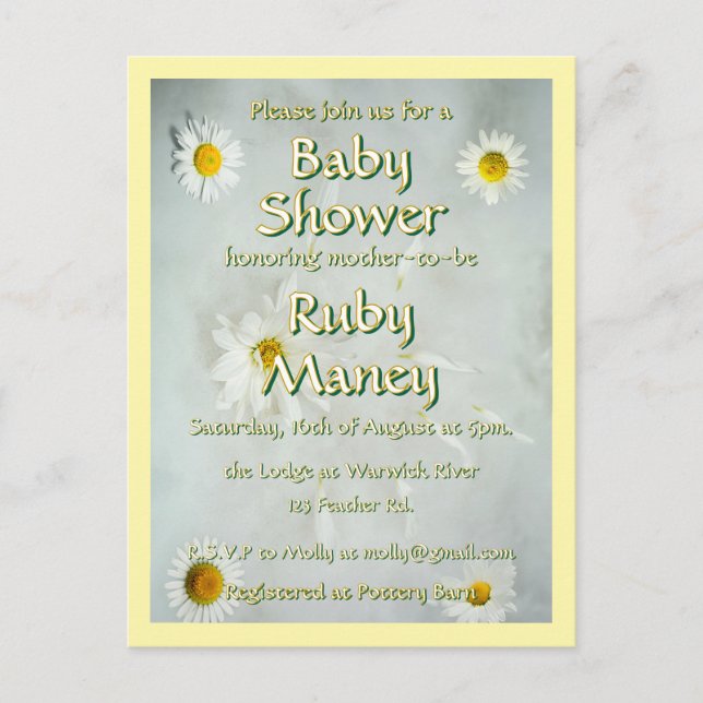 White Daisies Baby Shower Postkarte (Vorderseite)