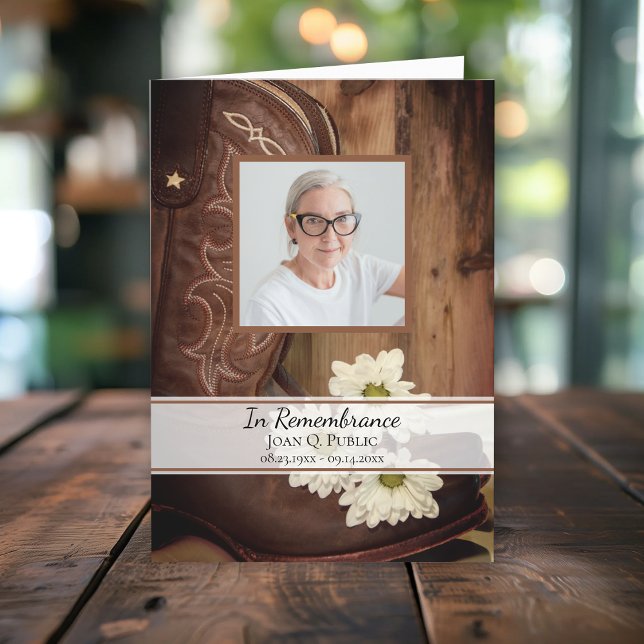 White Daisies Cowboy Boots Western Begräbnisdienst Programm (Von Creator hochgeladen)