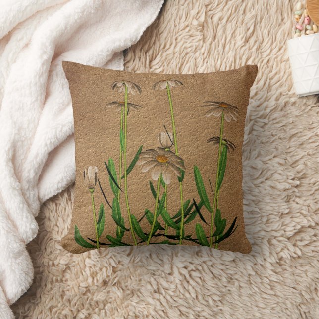 White Daisies Floral Art Kissen (Decke)