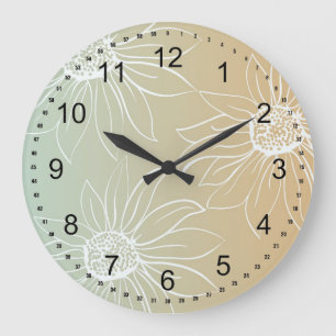 White Daisies Floral Große Wanduhr