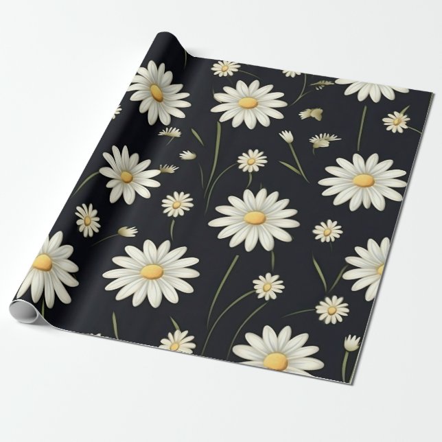 White Daisies Geschenkpapier (Ungerollt)