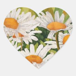 White Daisies Herz-Aufkleber