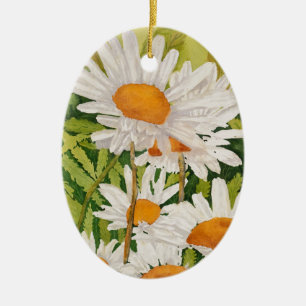 White Daisies Keramik Ornament