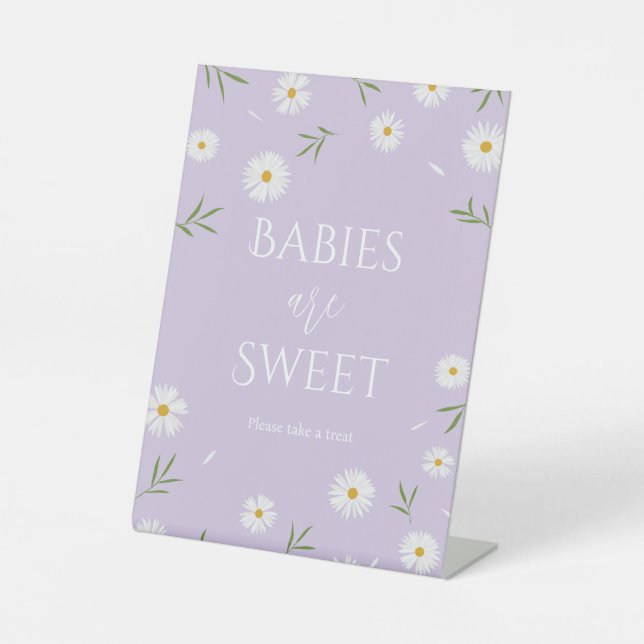 White Daisies Lavender Babies sind süße Leckerei Sockelschild (Vorderseite)
