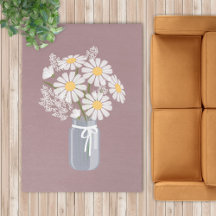 White Daisies Mason Jar über Rosy Brown Wedding